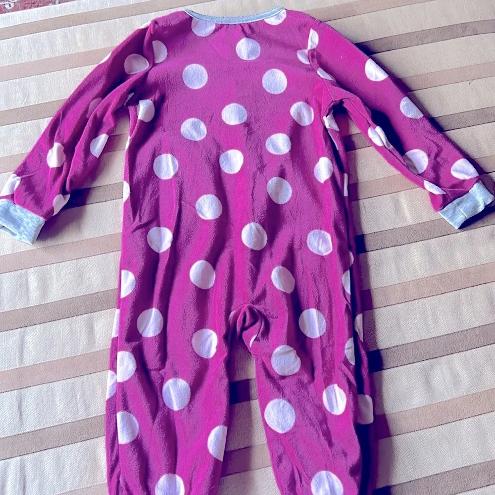 Carters Polka Dot Owl Fleece Footed Pajamas Magenta Pink Purple